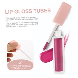 Minkissy 4 Pcs Mini Jars Lip Plumping Gloss Containers Set 6ml Square Lip Gloss Tubes Brush for Travel Makeup