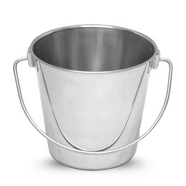 AASPIRE PETS Stainless Steel 9 Qt Round Dog Pail with Handle - Food & Water Bucket Dogs, Horse, Kennels, Cages and Critter Crates - Multi Purpose Pets Pails (9 Quarts)