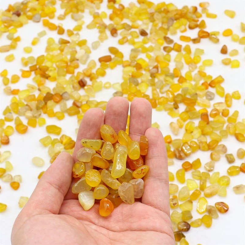 WAYBER Natural Yellow Agate Pebbles, 1 Lb/460g Decorative Rocks Non-Toxic