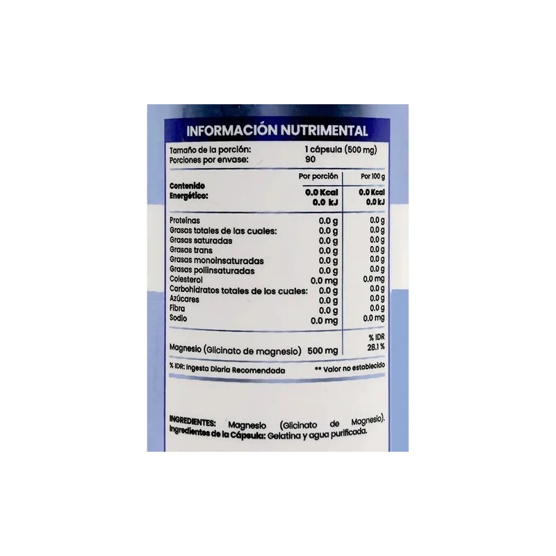 Glicinato De Magnesio 500 Mg 90 Cápsulas Magnesium Glycinate Supplement,