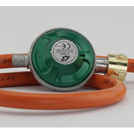 Pressure Regulator Set Gas Regulator with Safety Sticker Gas Pressure Regulator Set with Hose in Various Lengths for Gas Cookers, Gas Grills or Paella Grills (50 mbar with 80 cm Gas Hose)