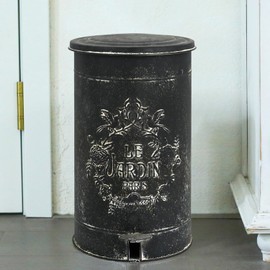 Quorvynne Outdoor Dog Poop Trash Can with Lid-15L/4Gal,Commercial Outdoor Retro Metal Garbage Can with Foot Pedal,Perfect for Shopping Mall,Office,Pets Park,Backyard