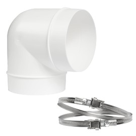 Repa Market 4 Inch Ducting Pipe 90 Degree Elbow with 2 Clamps - Hose Ventilation Round Tube Bend Connector with Adjustable Stainless Steel Hose Clamp 4"