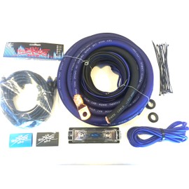 Oversized 1/0 Ga CCA AWG Amp Kit Triple Shielded RCA Blue Black Complete Sky High