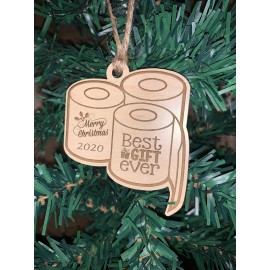 Toilet Paper Christmas Ornament 2020 Wood Best Gift Ever C.O.V.I.D.