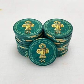Nevada Jacks Tiki Kings Pack of 50 Ceramic Casino Quality Poker Chips (Green $25)