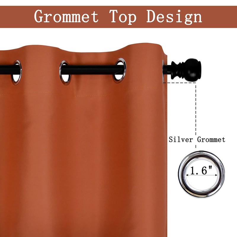 DECOVSUN Rust Valances for Windows 42X18 Inches Blackout Thermal Insulated