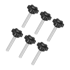 QUARKZMAN M6 x 50 mm Thread 60 mm Diameter Hexagonal Screw with Star Shape Clamping Handle x 6 Pieces Locking Screw Male Thread for Machine Tools