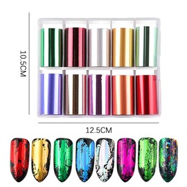 SILPECWEE 10 Sheets Nail Foil Metallic Luster Transfer Foils Sheet Nail Foil Stickers Decal Gold Foils for Nails Design Manicure Wraps Decoration Kit DIY Accessories