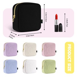 Small Cosmetic Bag, Corduroy Cosmetic Bag, Make Up Organiser Bag, Metal Ring Zipper, Mini Travel Accessories, Beauty Gift Sets, Toiletry Bag for Women, Girls, Women, Birthday, nero