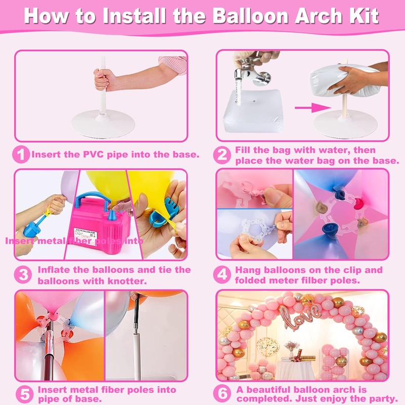 Balloon Arch Kit with Balloon Pump, 9Ft Tall & 10Ft