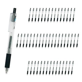 50pcs 0.5mm Fast Dry Retractable Gel Ink Ballpoint Pens with Clip Bulk for Notebook, Graphing, Sketching, Office and Corporate (Black)