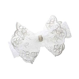 Baptism Christening Headbands Baby Girls Flower Lace Hair Hand White Bow BBG11 (Big Bow)