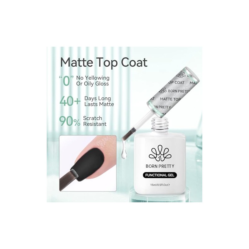 Born Pretty Matte Top Coat Gel U V 15ML -