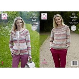 King Cole 5305 Knitting Pattern Womens Cardigan and Sweater in Drifter DK,Multicolor,28" - 46" bust