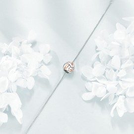 Volleyball Bracelet S925 Sterling Silver Volleyball Inspirational Bracelets Volley Ball Charm Jewellery Gifts For Women Lover Volleyball Athlete