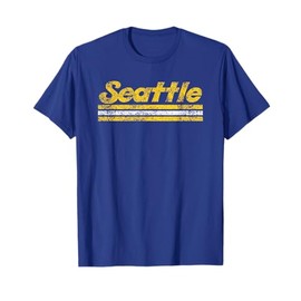 Seattle Washington Retro Vintage Weathered Stripe Throwback T-Shirt