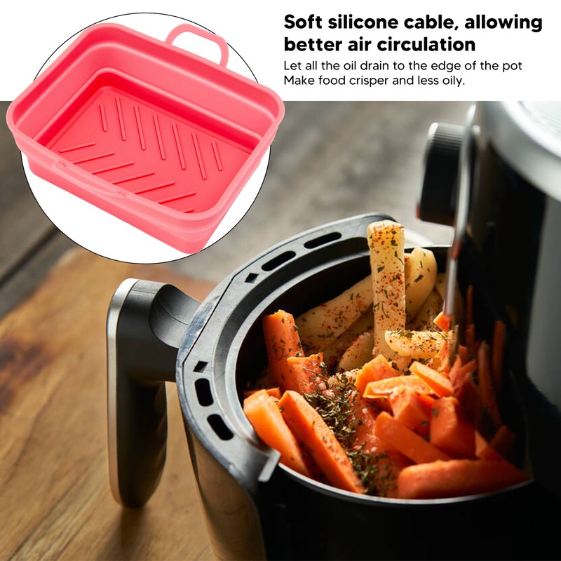 2Pcs Fryer Liner Heat Resistant Silicone Groove Design Easy to
