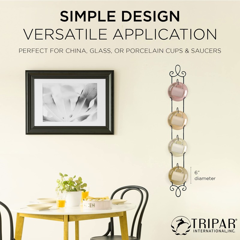 Tripar Augusta 4-Tier Vertical Black Cup and Saucer Plate Rack