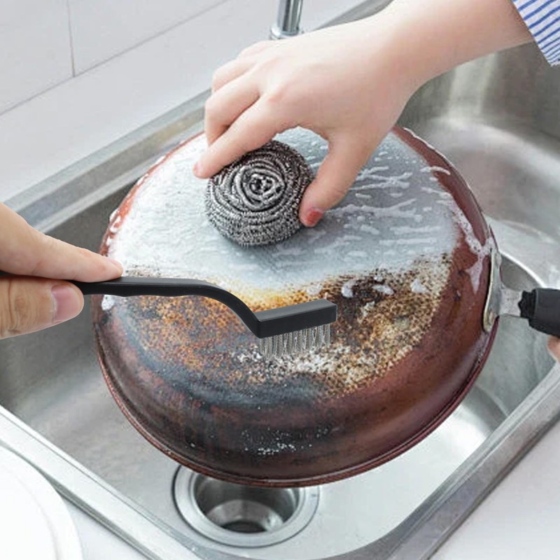 Septe Mini Black Stainless Steel Nylon Wire Brush, Crank Design,