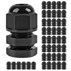 XHF 45 Pcs 1/4" IP68 Strain Relief Nylon Cord Grip NPT Cable Glands Adjustable UL Listed and RoHS Compliant (Black)