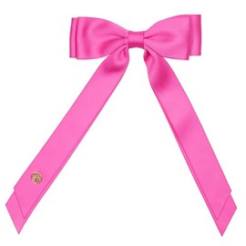 Lilly Pulitzer Hair Bow for Women with Gold Logo, Clip In Hair Accessories for Adults (Parigi Pink)