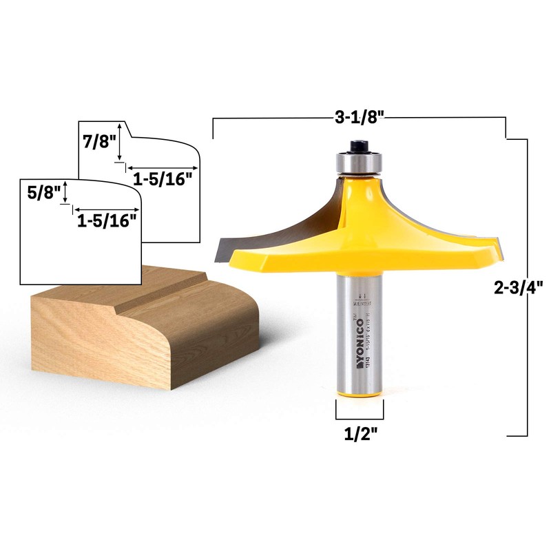 YONICO Table Edge Thumbnail and Handrail Router Bits 3-1/8-Inch Diameter