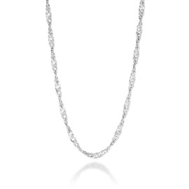 Miabella 925 Sterling Silver Italian 3mm Singapore Chain Necklace for Women, Made in Italy, small to large, Sterling Silver, No Gemstone