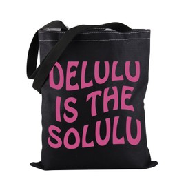 PWHAOO Delulu Life Tote Bag Delulu Is The Solulu Tote Bag Delulu Meme Gift, Delulu is the Solulu Tote
