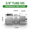 TAISHER 5PCS 304 Stainless Steel Compression Tube Pipe Fitting Connector,