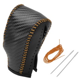 HOPESPANNER Gear Shift Knob Cover for Honda CR-V 2008-2011 Anti-Slip Black Carbon Fiber Black Orange Stick Shifting Handle Protector Faux Leather 1 Pc