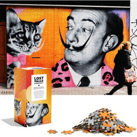 Cool Jigsaw Puzzles 1000 Pieces for Adults Featuring Fun Murals from Around The World - Best 1000 Piece Puzzles for Family and Teens - 20x29 Inches by Lost Walls Project (Dali & His Ocelot)