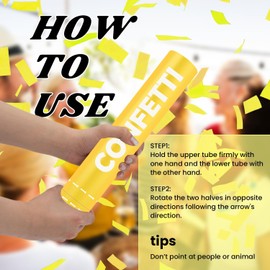 Confetti Cannon Yellow Biodegradable Confetti Poppers 12Pack Party Poppers Shooters Yellow Sticks for Wedding Graduation Engagement Anniversary Bridal Shower Valentines Day Birthday