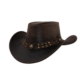 Black Jungle Yukon Leather Western Hat Australia Cowboy Hat, brown