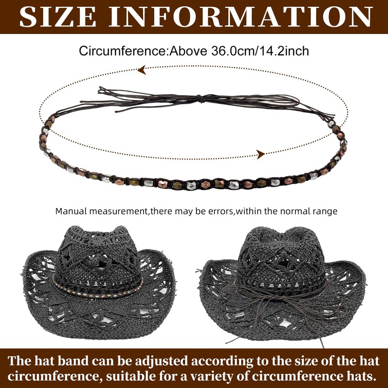 nemokamai Cowboy Hat Bands for Men Women, Braided Hatbands Belt