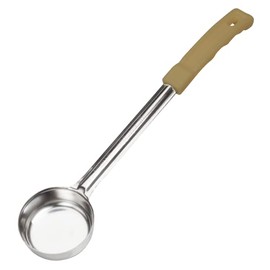 Winco FPSN-3, 3 Oz Solid Stainless Steel Food Portioner with Tan Plastic Handle, Kitchen Soup Ladle, Portion Spoon, NSF