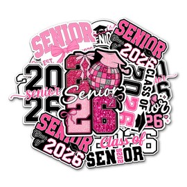 10Pcs Senior 2026 Sticker Pack Cute Girly High School Sticker for Student 2026 Senior Stickers Graduation Class of 2026 Gift College Student Decoration for Laptop Bottle Tablet Case Vehicles (S12, 3")