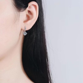 925 Sterling Silver Moissanite Dangle Earrings for Women, 1-2ct D Color VVS1 Diamond Drop Earrings for Women. Birthday, Anniversary, Valentine's Day, Mother's Day Gifts for Women, Girls, 1ct(0.5ct*2),