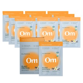 OM MUSHROOM SUPERFOOD Master Blend Vegan Protein – Organic Vanilla Plant Protein with 10 Mushrooms, Ashwagandha, BCAAs & B12 – Energy, Recovery & Immune Support – 10 Single Serves