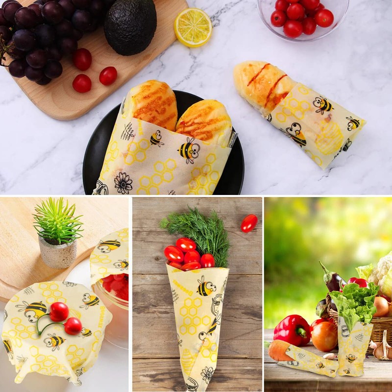 Beeswax Food Wrap, Reusable Wrapping Paper, Washable Bowl Covers, Food