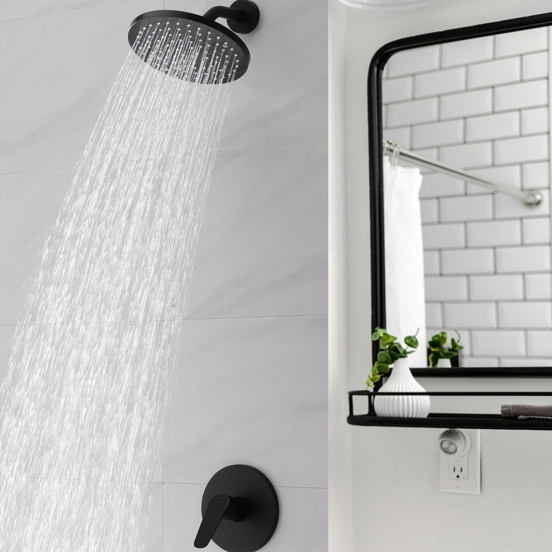 Lavatrum Mate Black Shower Head and Handle Set Single Spray