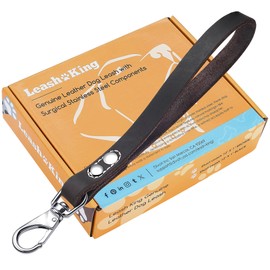 Leash King Genuine Leather Short Traffic Dog Leash- 12" Length x 1" Wide - Soft, Strong, Heavy Duty for Large & Medium Breeds - Dog Lead for Walking, Training, Hiking and Running – Brown