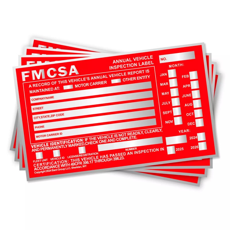 Annual Vehicle Inspection Label Sticker Aluminum FMCSA DOT 6" x