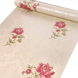 HOYOYO 17.8 x 78 Inches Self-Adhesive Shelf Liner, Self-Adhesive Shelf Liner Dresser Drawer Paper Wall Sticker Home Decoration, Vintage Peony Damask