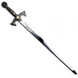 Crusader Medieval Sword with Wall Display Plaque. for Wall Decoration, Collection, Cosplay