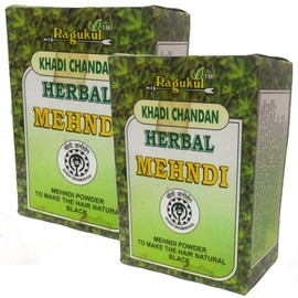 Ragukul Khadi Chandan Black Herbal Mehandi For Hair - Pack Of 2