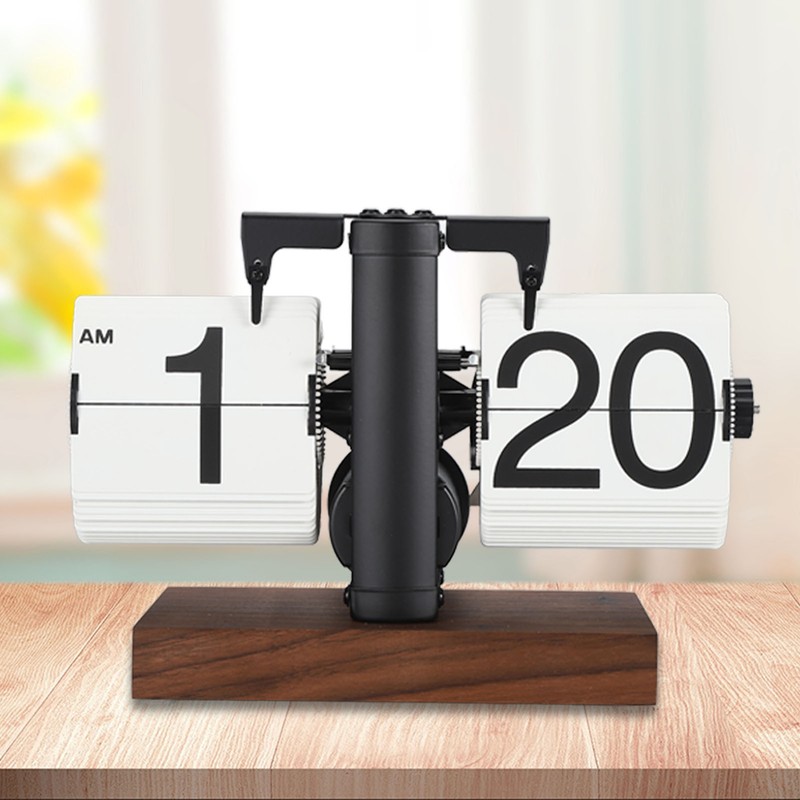 Digital Flip Clock 12h Single Sided Large Numbers Automatic Retro