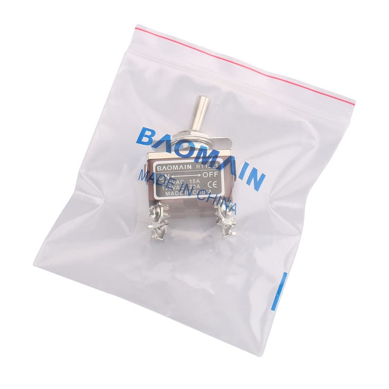 Baomain 1-Pack Toggle Switch RT1221, ON-Off DPST 4-Pin 15A/250V AC