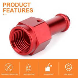 GASHER 2PCS 6AN Male Flare to 3/8" Barb Straight Swivel Hose Fitting Fuel Line Adapter Aluminum Alloy Red Anodized
