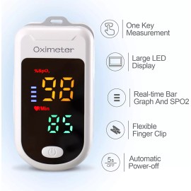 yellowprice Premium Fingertip Pulse Oximeter with Neck/Wrist Cord, Blood Oxygen Saturation - 1-Piece